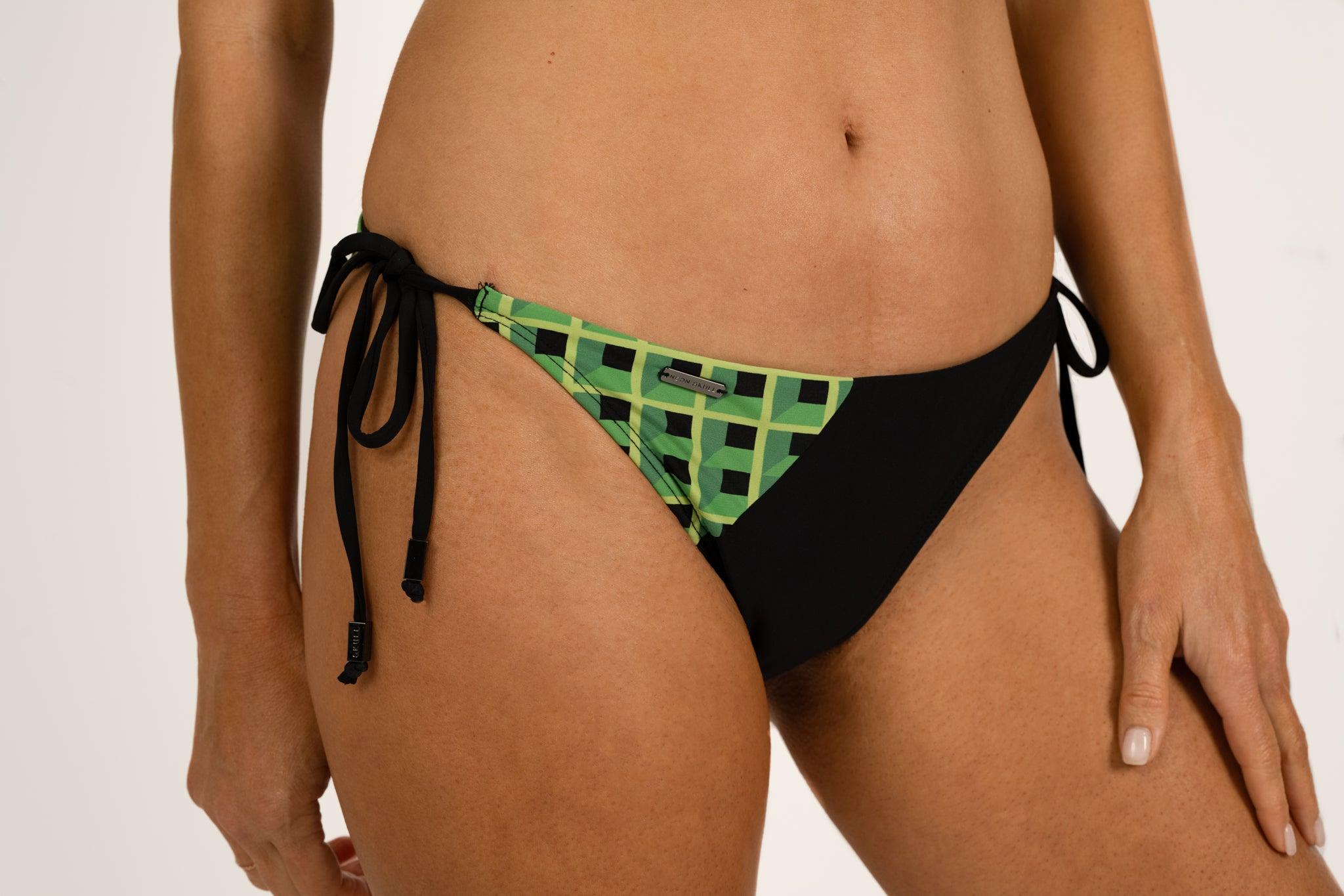 Hermosa Tie Bikini Bottom Onyx/Plaza Bikini Bottom Neon Skull
